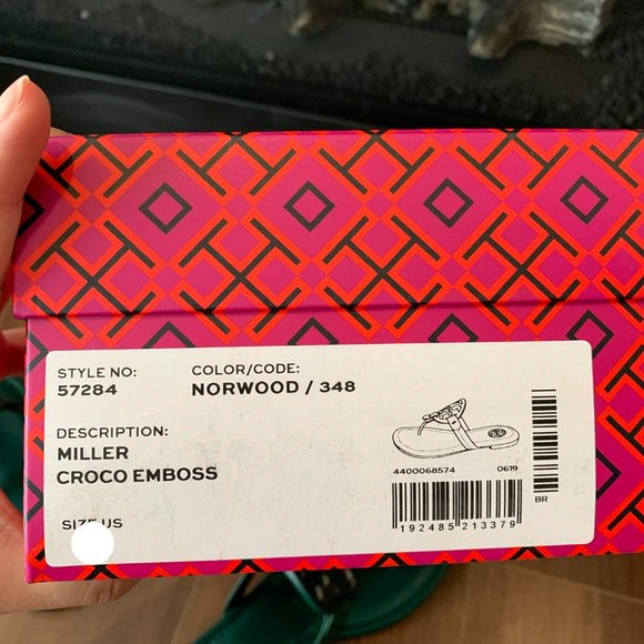 NIB TORY BURCH Miller' Croc Embossed Sandal - Picture 8 of 8